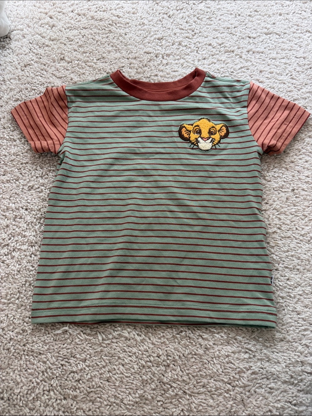 Little Sleepies Lion KingGreen & Rust Striped Short-Sleeve Tee with Lion Patch